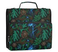 Camouflage Flower Green Blue 3 Rings 1.5 inch Zip Up Binder with Shoulder Strap & Handle Includes Zip Pocket Portfolio Binder for School Gestor de documentos