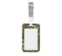 Camouflage-Forest-Scene Abs Vertical Id Badge Holder, Name Badge with Clear Scanning Film