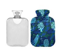 Camouflage Ghosts Coral Green Blue hot-Water Bottle with Soft Cover 2L Water Bag for Neck and Shoulder Pain Relief Menstrual Cramps Bolsa Caliente para Dolores Menstrual
