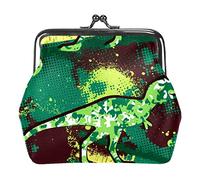 Camouflage Green Dinosaur Women’s PU Leather Coin Wallets Girls Mini Buckle Coin Purse Pouch