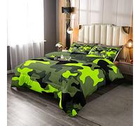 Camouflage Green Duvet Set Tie Dye Retro Bedding Set Single Size Army Lightweight Coverless Duvet Decor Campaign Militarily Style Geometric Abstract Art Quilt Quilt Duvet, Black Green Duvet Set