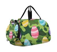 Camouflage Green Easter Egg Duffel Gym Bags with Shoes Compartment Lightweight Weekender Overnight Duffel Bag for Travel, Sports, Duffel, Weekender