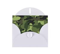 Camouflage Green Prints Pearl Paper Horizontal Festival Greeting Card for Birthday Cards and All Occasions, White