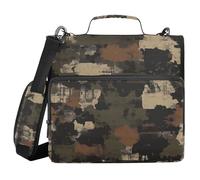 Camouflage Green Retro 1.5-Inch 3-Rings School Zipper Binder with Shoulder Strap Includes Zip Pocket Portable Home Travel Safe Storage Bag for School/Office