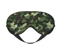 Camouflage Green Sleep Mask for Women & Men - Double-Sided Eye Mask with Adjustable Strap, Soft Silky Feel, Light-Blocking & Breathable for Travel, Nap, Shift Work, Yoga