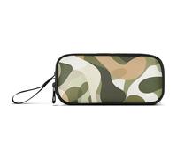 Camouflage Green White Nylon Large Pencil Bag for Girls Big Capacity Pencil Case with Compartments Stationery Bag for Middle School Teen Boys
