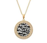 Camouflage Gun1 Necklace For Women Charm Circle Pendant with Crystals Dainty Jewelry