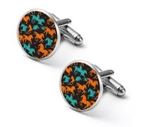 Camouflage Horse Racing Abstract Shirt Cufflinks for Men Cuff Links Tie Father Husband Wedding Business 1.7cm
