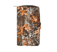 Camouflage Hunting Dead Leaves Long Purses for Women Leather Card Holder Mens Wallet Coin Purse