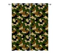 Camouflage Kitchen Curtains for Windows - Military Camo Army Green Blackout Eyelet Curtain 54 Drop, Short Curtains for Bedroom, W46 X D54, 2 Panels Drapes Home Decor