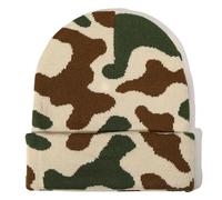 Camouflage knit hats, including giraffe, cow, leopard, and cheetah - a gift for fans of animal-inspired knit hats