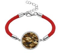 Camouflage Line Art Grain Illustration Pattern Lucky Red String Bracelet Rope Bracelet Handmade