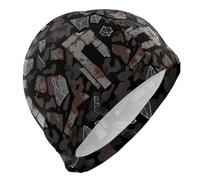 Camouflage Metal Brown Fragment Dark swimming hat for men Short Hair waterproof swimming for adults Hair Protection and Drag Reduction gorro para nadar