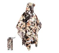 (camouflage) Military Style Poncho Multi Use Rip Stop Camouflage Rain Ponchohooded Waterproof Raincoat For Outdoor Activities