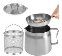 camouflage net Deep Fryer Pot with Basket Oil Filter Pot Stainless Steel Bacon Grease Container with Lid Chip Pan Fat Strainer Multipurpose Oil Storage Tank for Frying Oil Cooking Grease(1.5L)