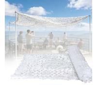 Camouflage Net Sunshade Camo Netting with Mesh Backing, 2x4m 4x8m 7x12m Mesh Camo Tarp for Hunting Blind, Car Cover, Military Party Decorations, Camping, Shooting, Photography(White,4m x 7.5m)