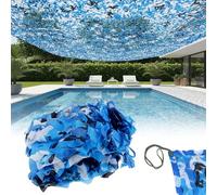 Camouflage Netting Ocean Blue Sunscreen Nets Camouflage Net 2x6m 1x4.5m 3x5.5m 4x10m 6.5x15m Camo Netting Blinds for Decor Courtyard Sunshade Camp Photo pool(6x8.5m)