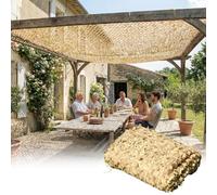 Camouflage Netting Sunshade Mesh Camo Netting Awning for Hunting Military Decoration Shooting Camping Garden Privacy Fences Outdoor Sunscreen Net Cover(Beige,7x8(m))