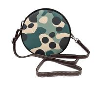 Camouflage Pattern Black Dots Teal Beige Women Round Crossbody Bags Leather Sling Bag Purse