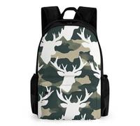 Camouflage Pattern Deer Head Daypack Casual Backpacks Large Capacity Laptop Lightweight Travel Bag for Camping Hiking