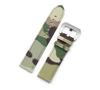 Camouflage Pattern Leather Watch Strap Band 20mm 22mm Camo Canvas Ballistic Nylon Quick Release Watchband Lasting (Band Color : Light Green S Buckle, Band Width : 22mm)