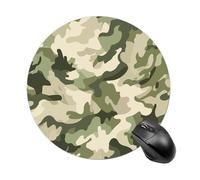 Camouflage Pattern Military Green Mousepad Round Computer Mousepad Waterproof Gaming Mousepads with Non-Slip Rubber Base Mousepads Mousemat for Laptop Office 20 CM