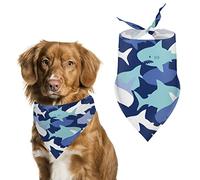 Camouflage Pattern with Cute Sharks Dog Bandanas Triangle Dog Bibs Cute Pet Scarf Kerchief for Small Medium Large Pet