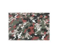 Camouflage Print Placemats Set of 6, Heat Resistant Dining Place Mats, Washable Reusable Table Mats for Spring and Summer Decorations Home Kitchen Dining Party Restaurant