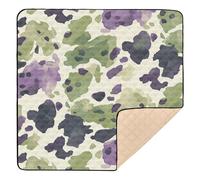 Camouflage Purple Green Pattern Soft Padded Baby Play Mat for Floor Comfortable Activity Entertainment Mat for Baby Toddler Infant, 50'' x 50''