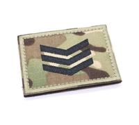 Camouflage Rank Patch Insignia Sergeant Lance Corporal Badge Embroidered Hook and Loop Patches Military EMS EMT UK British Army Camo (Sergeant)
