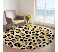 Camouflage Round Rug 100 cm, Washable Indoor Non-Slip Circle Carpet with Animals Leopard Print Pattern, Beige Soft Foldable Non Shedding for Bedroom Living Room Playroom Lounge Decor