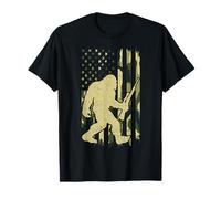 Camouflage Sasquatch Bigfoot Hunter Deer Hunting Flag US T-Shirt