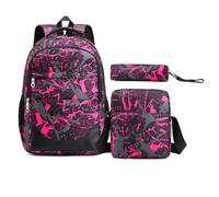 Camouflage Senior School Backpack Yellow Waterproof School Backpack Red Cross-body Bag Black High Campus Bag Set with Pencil Case (purple)