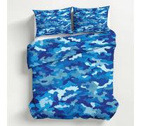 Camouflage Single Duvet Cover, Blue Camo Bedding Set 2 Piece Soft Microfiber Quilt Cover Reversible Duvet Cover Sets with 1 Pillows Zipper Closure K&19