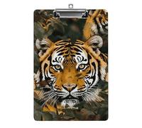 Camouflage Tiger Acrylic Clipboard with Low Profile Metal Clip A4 Size Clipboards Cute Board Holds 100 Sheets Perfect for Calligrapher Office Workshops and Event