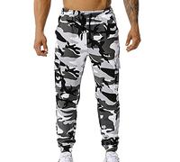 Camouflage Tracksuit Bottoms Men, Jogging Elastic Camo Sweatpants Mid-Waist Camouflage Trousers with Drawstring and Pocket Lightweight Comfort Cuffed Cargo Pants Casual Athletic Jogger Pant