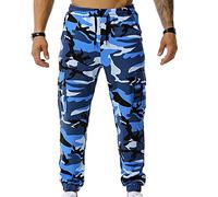 Camouflage Tracksuit Bottoms Men UK Clearance Cargo Trousers Elastic Waist Drawstring Cuffed Work Pants Outdoor Hiking Camo Trousers Loose Fit Combat Trousers with Pockets