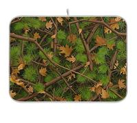 Camouflage Tree Branches Green Dish Drying Mats Reversible Coffee Bar Mat Absorbent Kitchen Accessories 18x24in