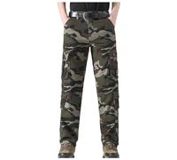 Camouflage Trousers for Men Multiple Button Pockets Fit Sports Outdoor Camping Hiking Training Comfortable Breathable Straight Leg Casual (Camouflage, 32)