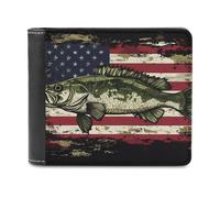 Camouflage U.S. Flag Bass Fish Casual Leather Wallet for Men Classic Lightweight Credit Card Coin Purse