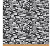 Camouflage Upholstery Fabric, Black and Gray Camo Decor Fabric by The Yard, Abstract Graffiti Art Camo Design Decorative Fabric for Quilting Sewing Clothing, 1 Yard, Grey