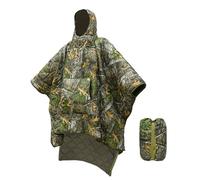 Camouflage Waterproof Poncho that Converts to Sleeping Bag Camping Blanket, Tree Camo Winter Emergency Bivvy, Compact Survival Sack for Hiking Hunting Outdoor (Camo-C)