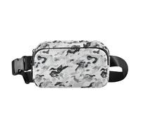 Camouflage White Black Cute Fanny Waist Pack for Men Women Large Capacity Crossbody Sport Bag with Adjustable Strap for Shopping Sports Work