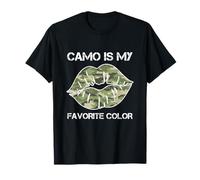 Camouflage Woman Lip Camo Is My Favorite Color Hunting Girl T-Shirt