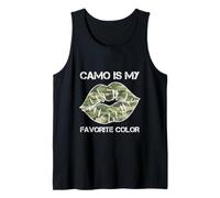 Camouflage Woman Lip Camo Is My Favorite Color Hunting Girl Tank Top