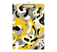Camouflage Yellow Acrylic 9x12 clipboard Standard Letter A4 Size Acrylic Cute for Police Office Nurse Football Coaches Gold 12x9in Tablas para escribir