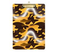 Camouflage Yellow Brown A4 Pocket Size Nurse clipboard Acrylic Cute for Police Office Nurse Football Coaches Gold 9 x 12 in