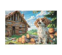 Camouflaged Dog by Fairy-Tale Forest Cabin 1000 Piece Jigsaw Puzzle for All Ages Easter Gift Idea Family Gathering Durable Pieces Stress Relief Home Decor 1000 PCS