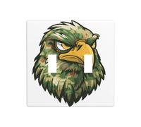 Camouflaged Eagle Head Double Gang Toggle Light Cover Wall Plate Switch Decor Standard Size - 11.4x11.4cm