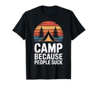 Camp Because People Suck Funny Camping Vintage Distressed T-Shirt